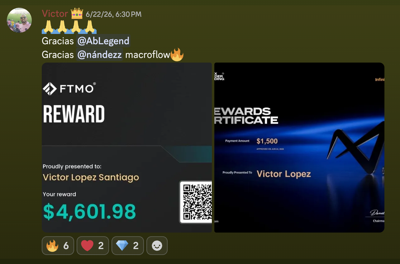 Testimonio en Discord: Victor comparte múltiples payouts.