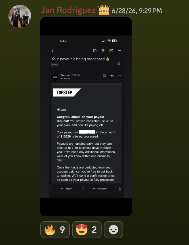 Testimonio en Discord: Jan comparte un payout de $15,626.